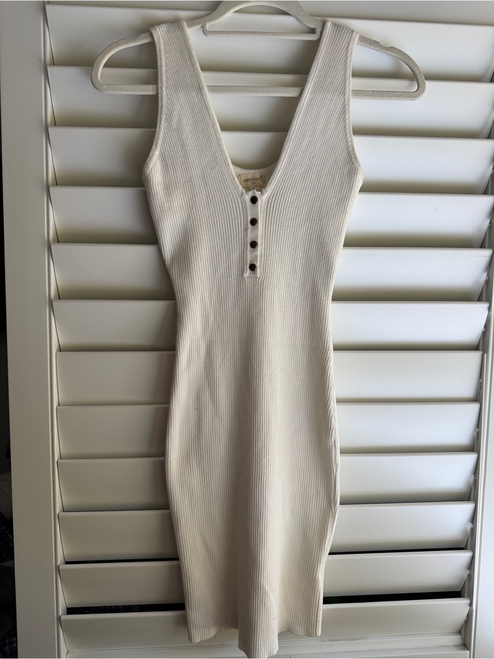 Sleeveless Ribbed Mini Dress in Cream